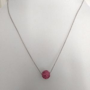 Silver Luxuries genuine crystal pink necklace